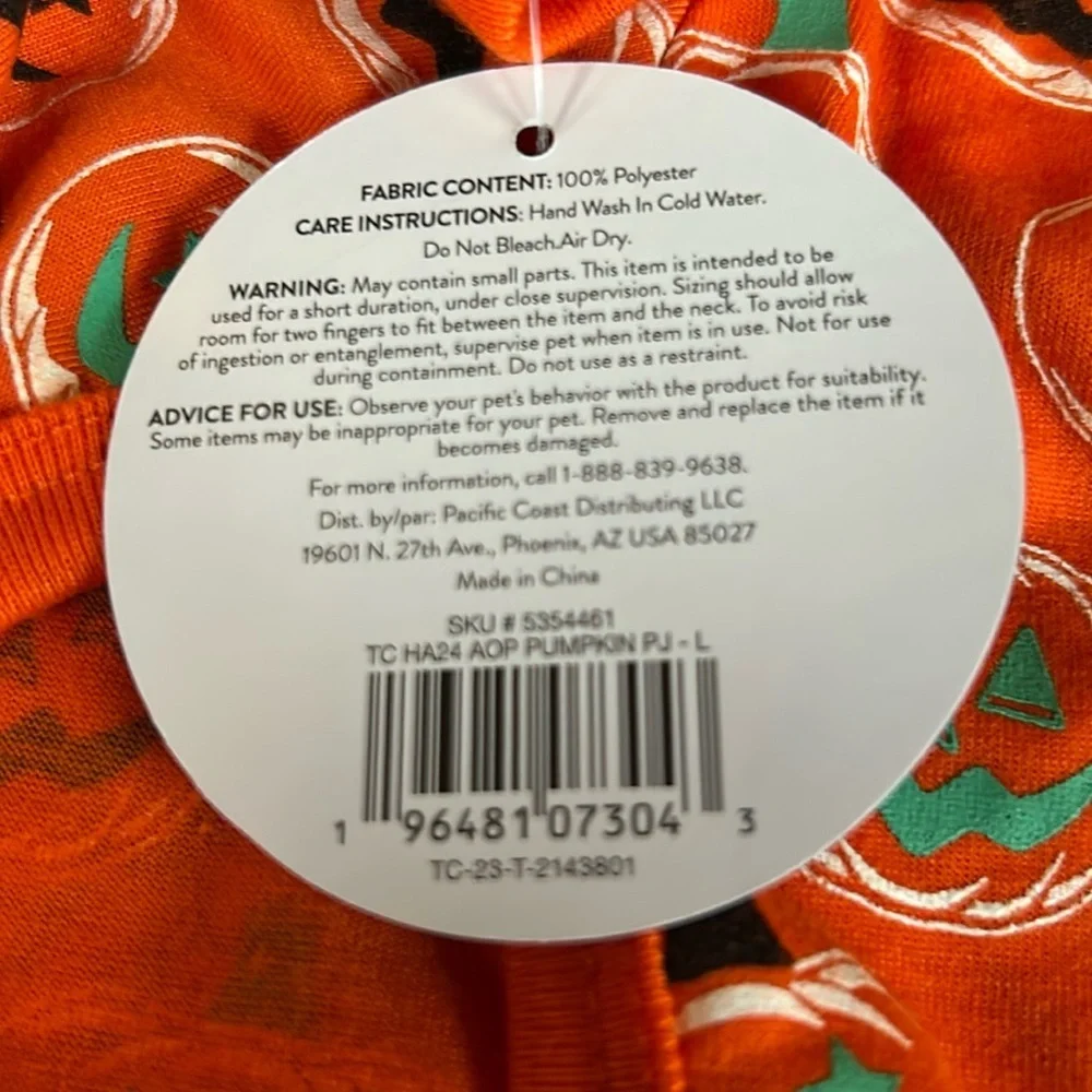 NWT Halloween pumpkin dog pajamas L